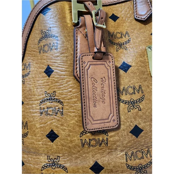 MCM Visetos Large Heritage Bowler Bag Cognac - Picture 11 of 16